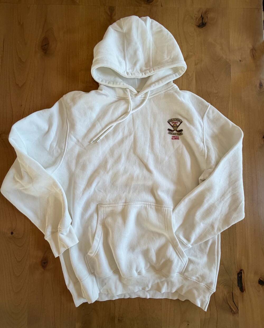 Old School Sports Hockey Club Chicago Illinois White Pullover Hoodie